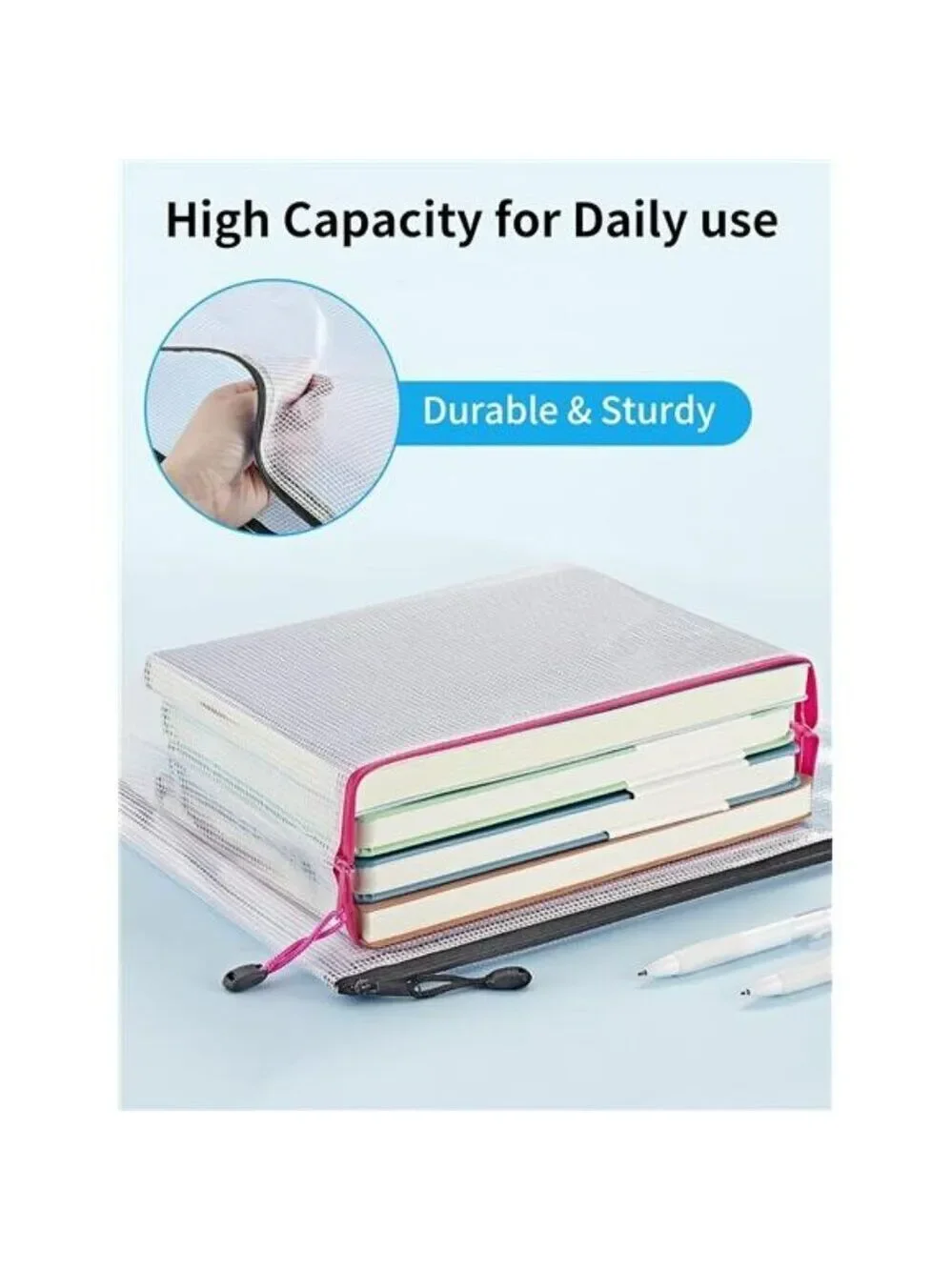 Mesh Zipper Pouch Set Waterproof Travel Organizer Bags School Office Storage
